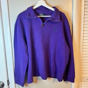 Vtg Polo Ralph Lauren Mens Quarter‎ Zip Cotton Sweater SZ XXL